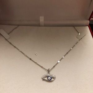 925 stamped silver evil eye necklace